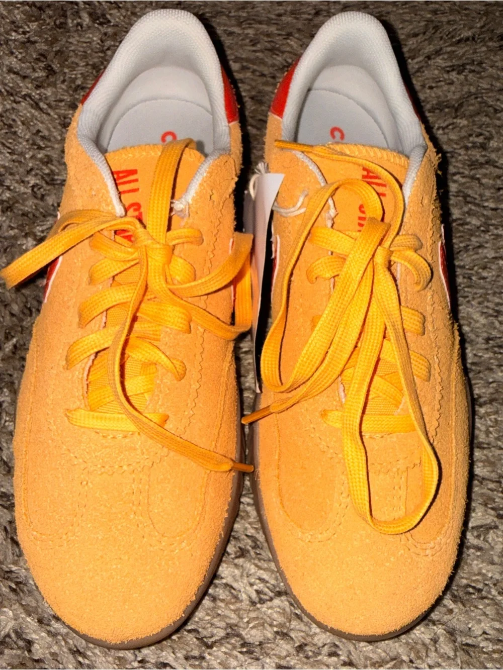 Converse Low-Top Suede Sneakers in Yellow with Coral Accents